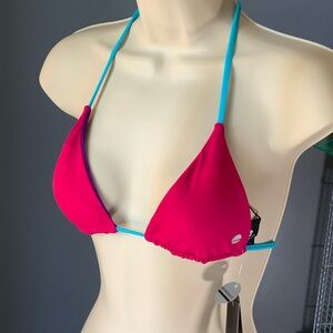 Sole East Chic Pink and Blue Bikini Top reversible